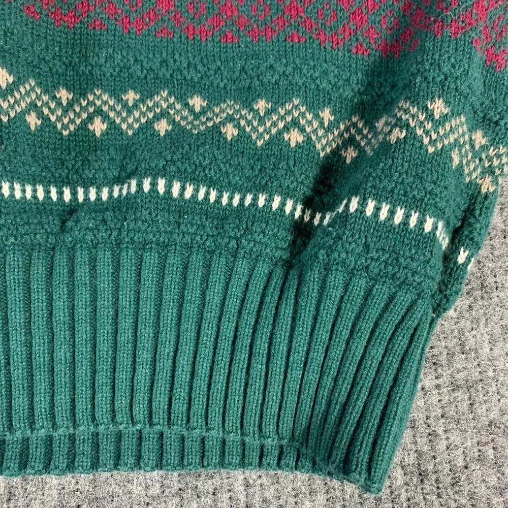 VTG American Eagle Sweater Mens Medium Green‎ Fair Isle Nordic Outdoors USA 90s